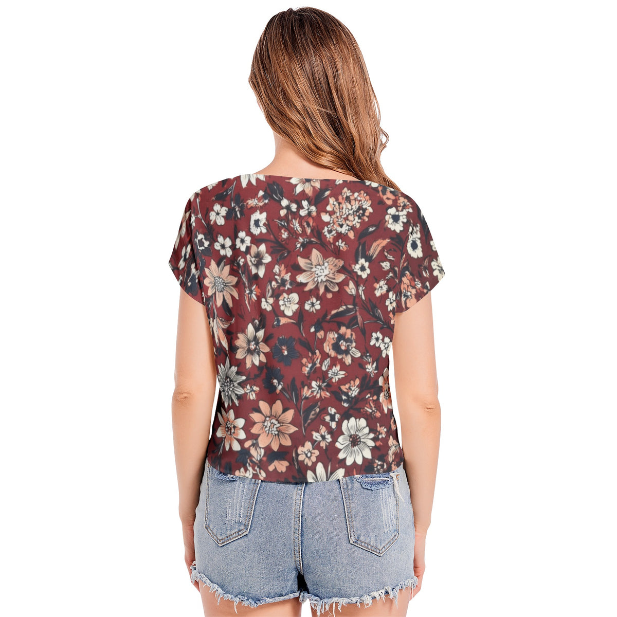 Cheri 4 Batwing Sleeve V-Neck Chiffon Women Top HD