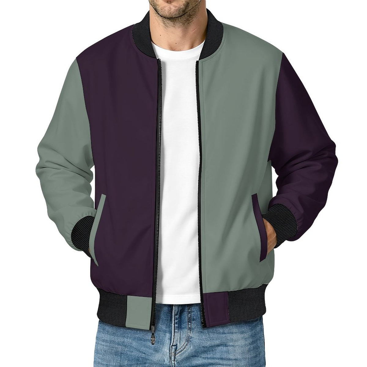 230gsm Men's Lightweight Zip-Up Jacket(All-Over Printing)