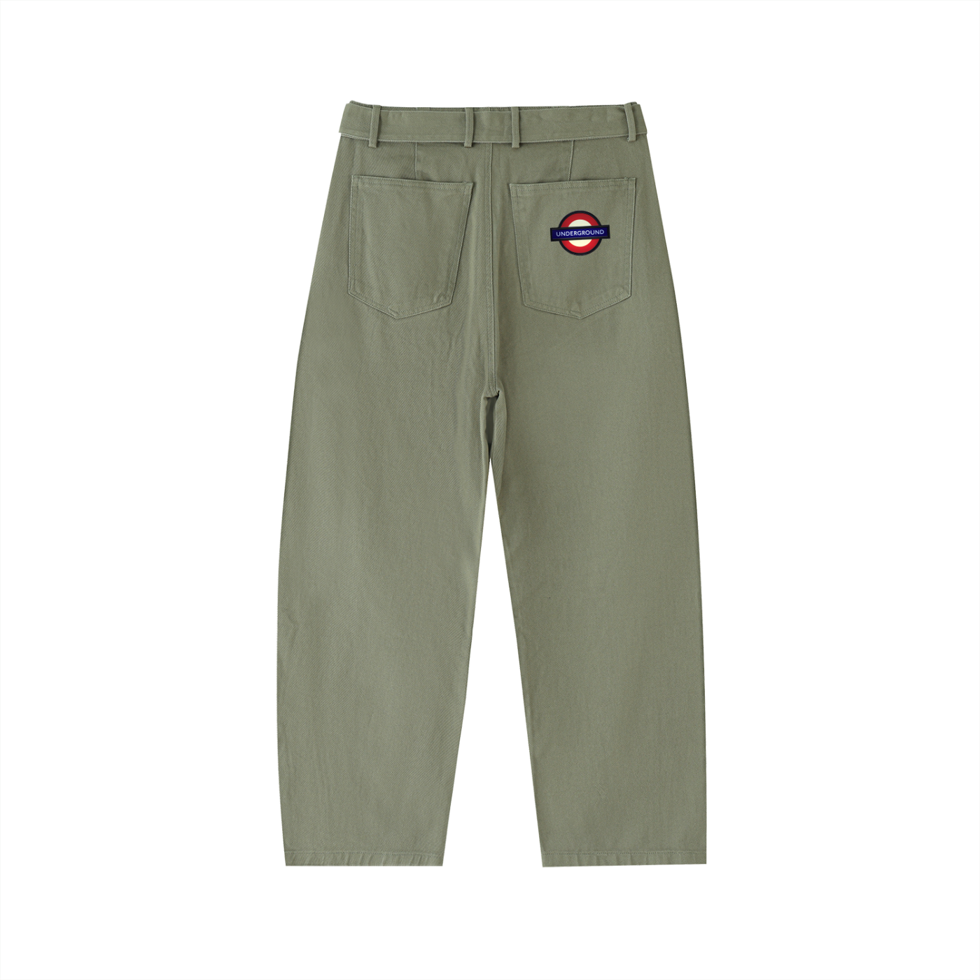 Belted Barrel-leg Chino Pants