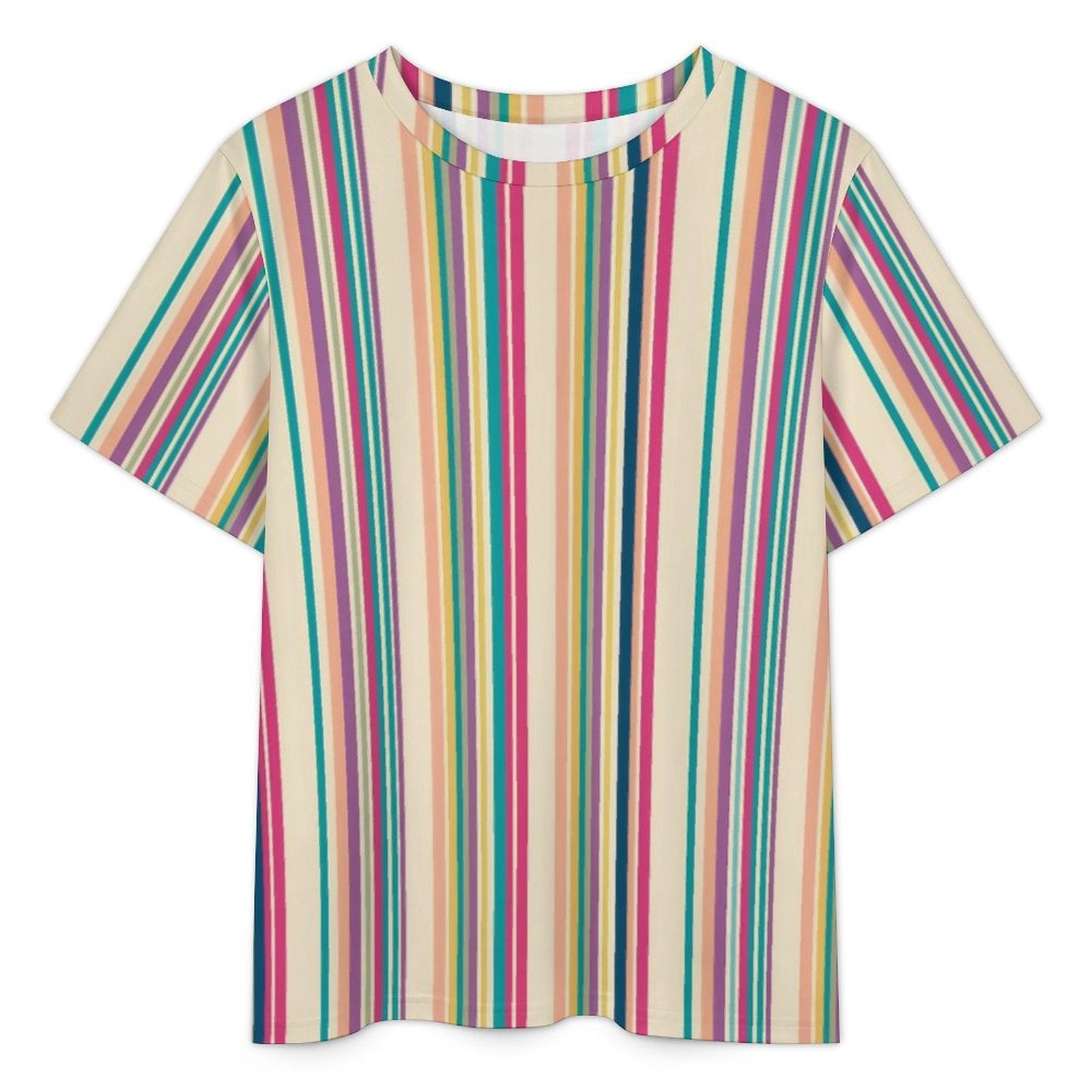 180gsm Short Sleeved Pajama Set(All-Over Printing) multicolor stripe