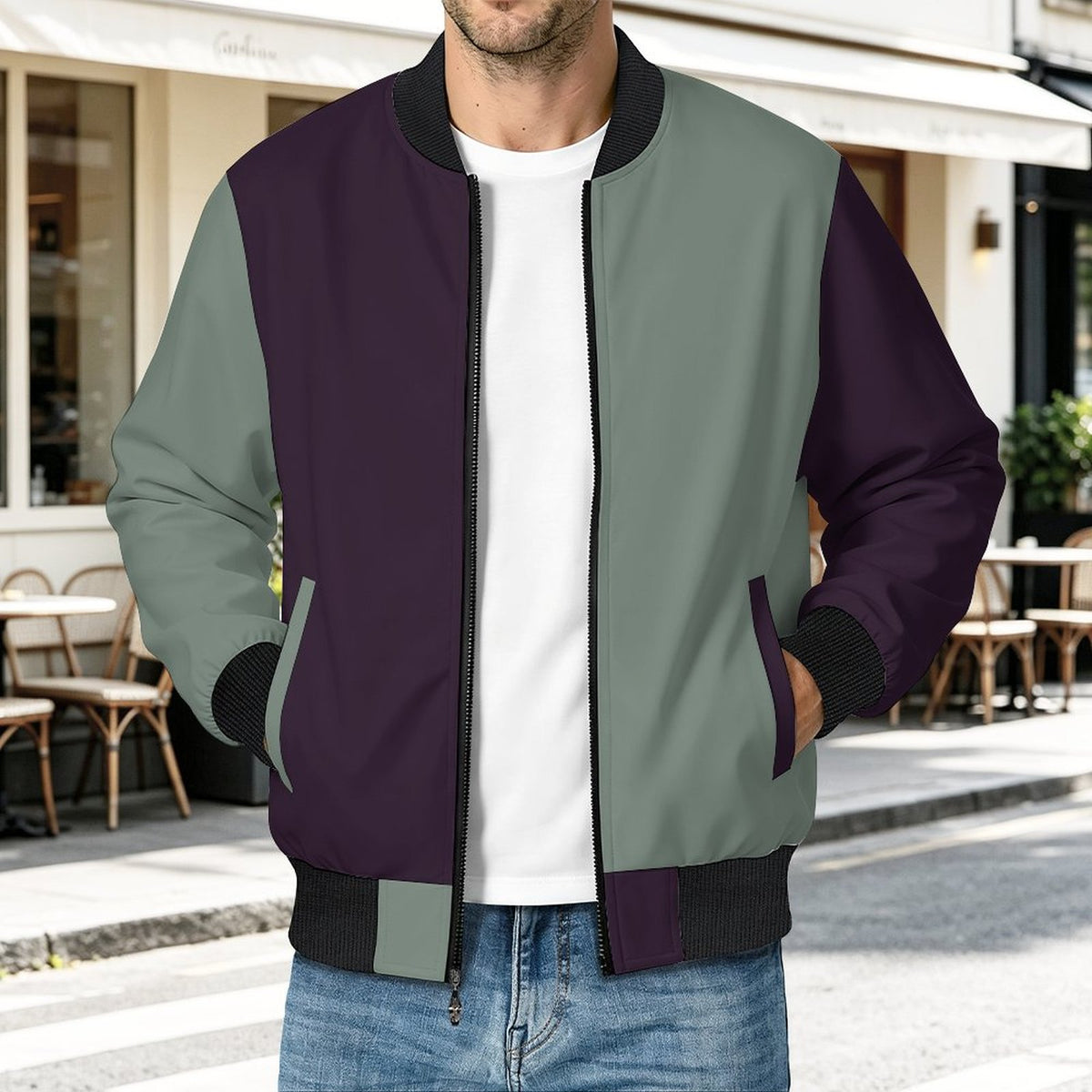 230gsm Men's Lightweight Zip-Up Jacket(All-Over Printing)