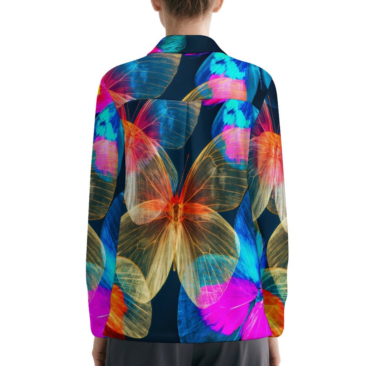Navy Butterfly V-Neck