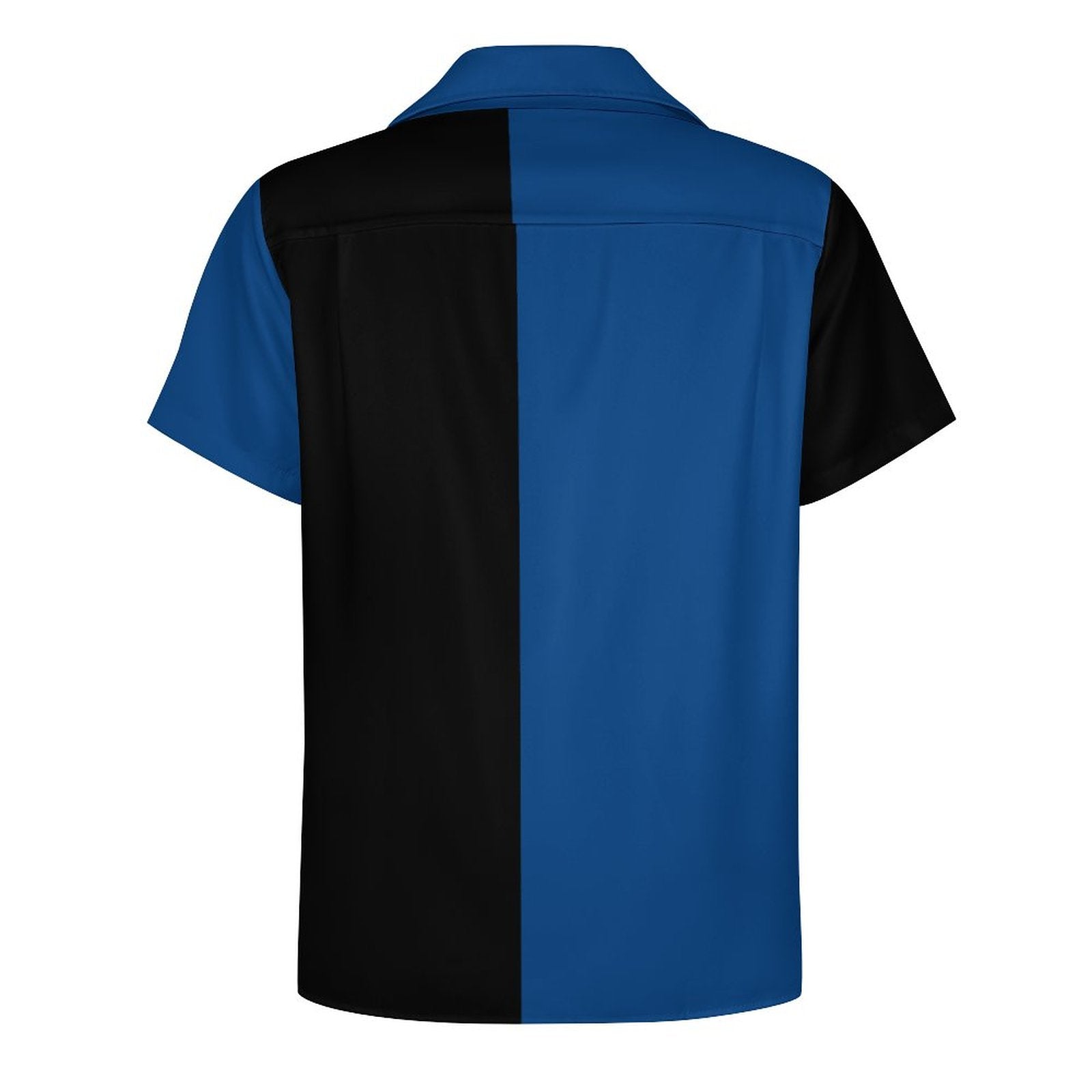Short Sleeve Cuban Collar Shirt(All-Over Printing)blue and black