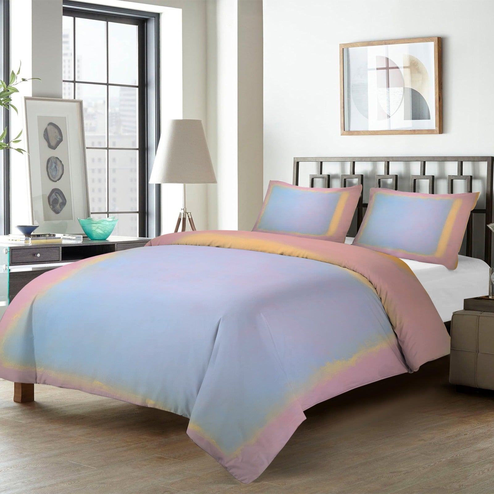 winter.moon_mark_rothko_painting_SPRING_colors_pastel_colors__8dc559d5-8bc8-4d5f-a047-954f7ab8449b_3 4-Piece Bedding Set with Blank Fitted Sheet 82.7x82.7inch
