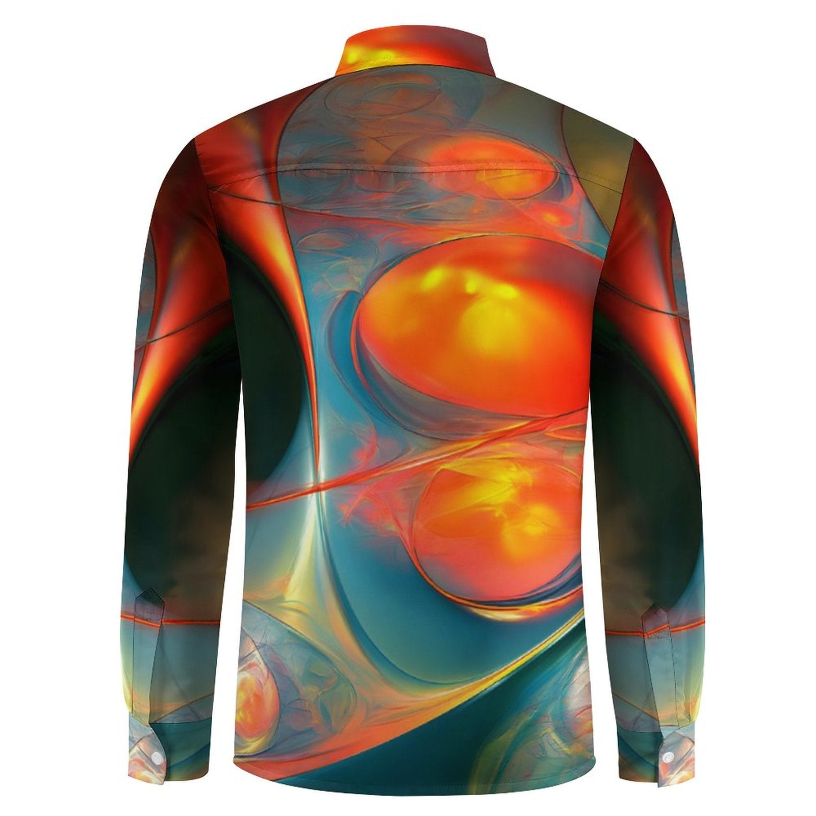 Men's Long Sleeve Shirt with Pocket(All-Over Printing)disco orange