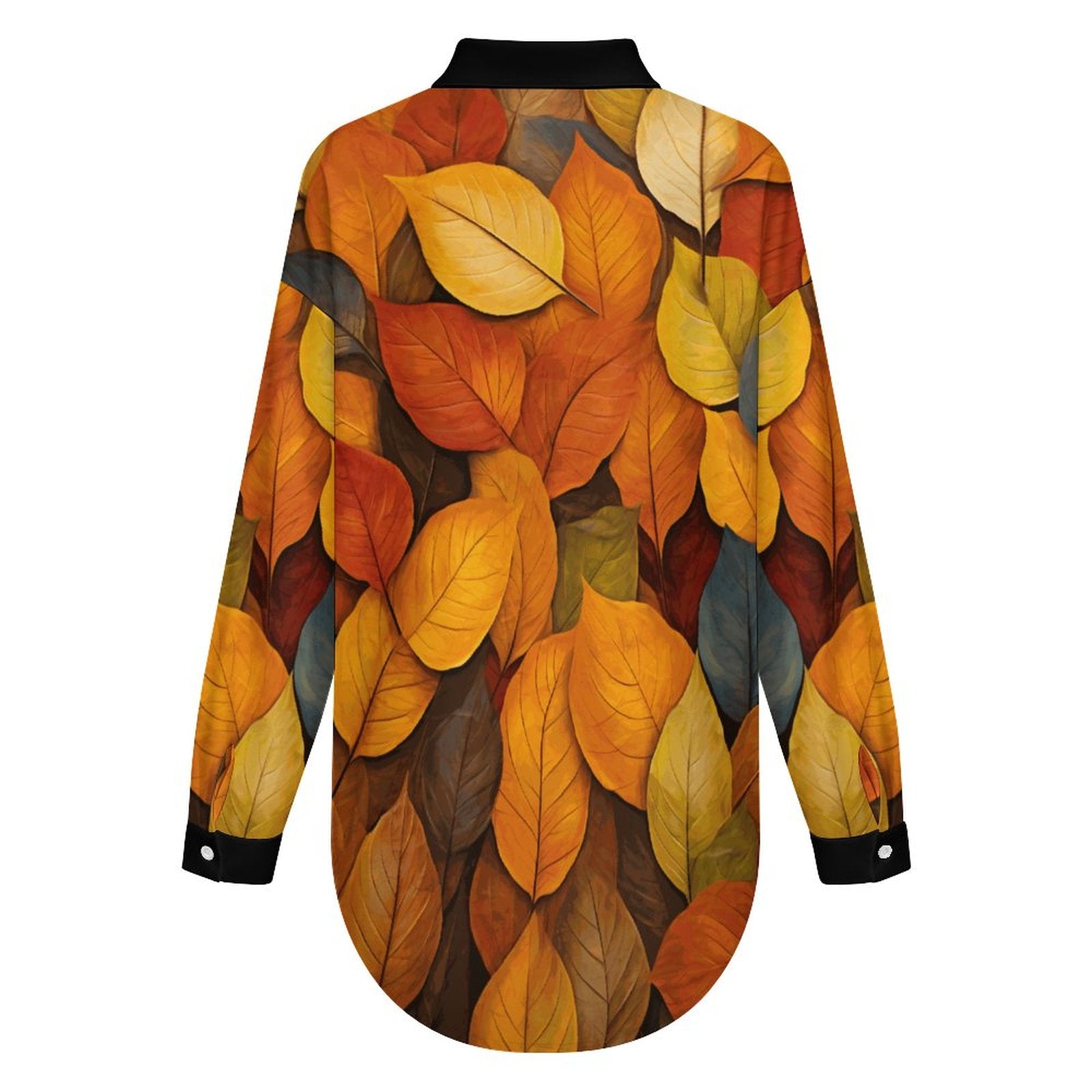 180gsm Women's Drop Shoulder Shirt(All-Over Printing) Autumn Leaves long sleeve