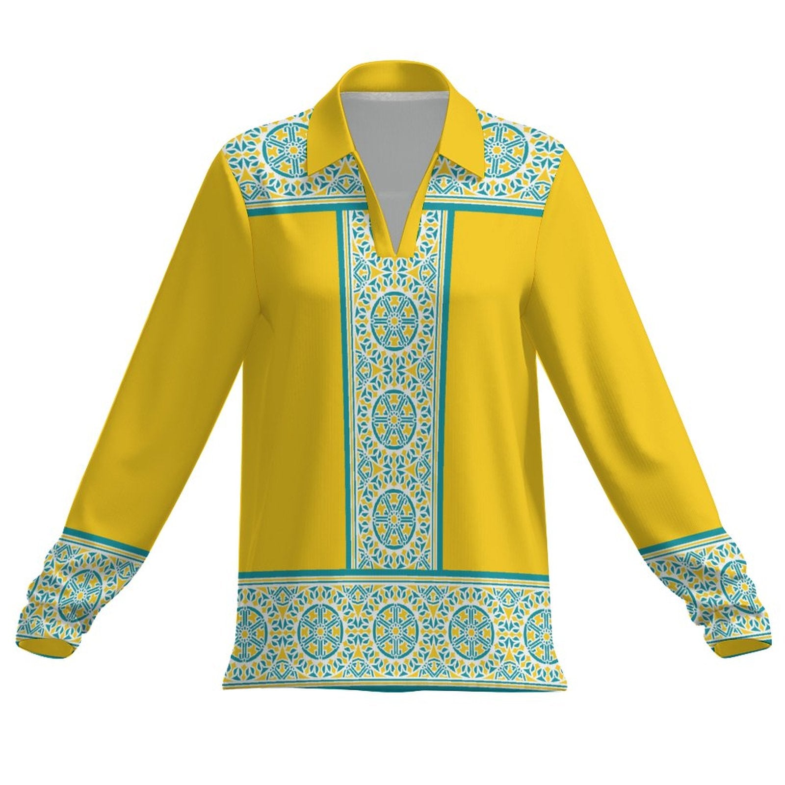 UPF50+ 180gsm Women's Sunscreen Shirt(All-Over Printing) yellow retro