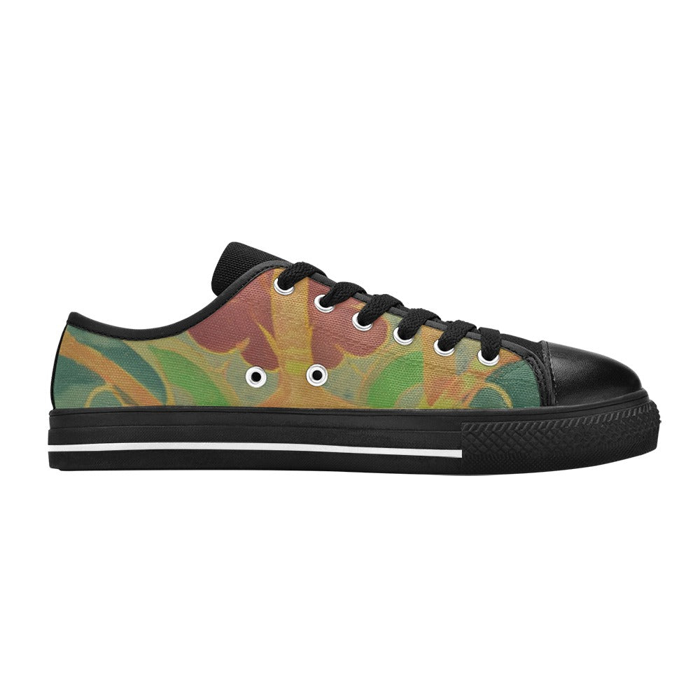 Men's Custom Wright Blue & Maroon Canvas Low Top Shoes