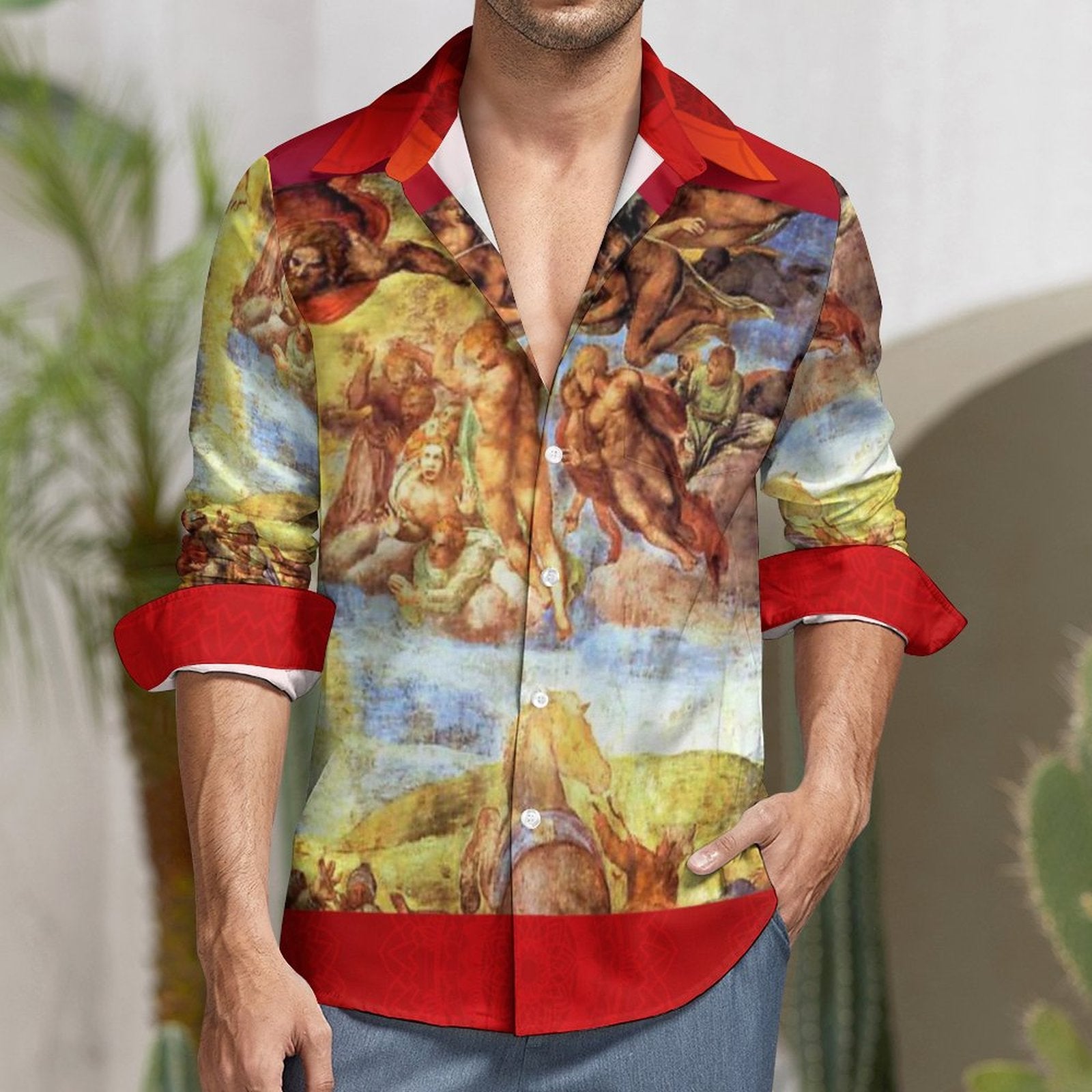 Men's Long Sleeve Shirt with Pocket(All-Over Printing) classic painting