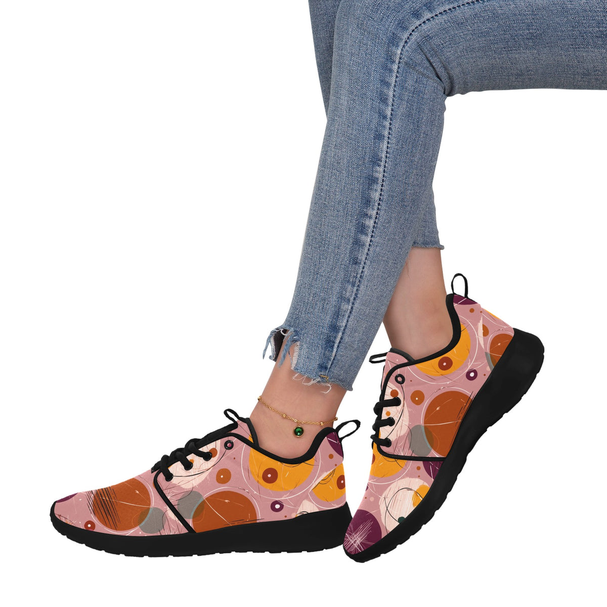 Women's 1950s Retro Atomic Pattern Mesh Sneakers