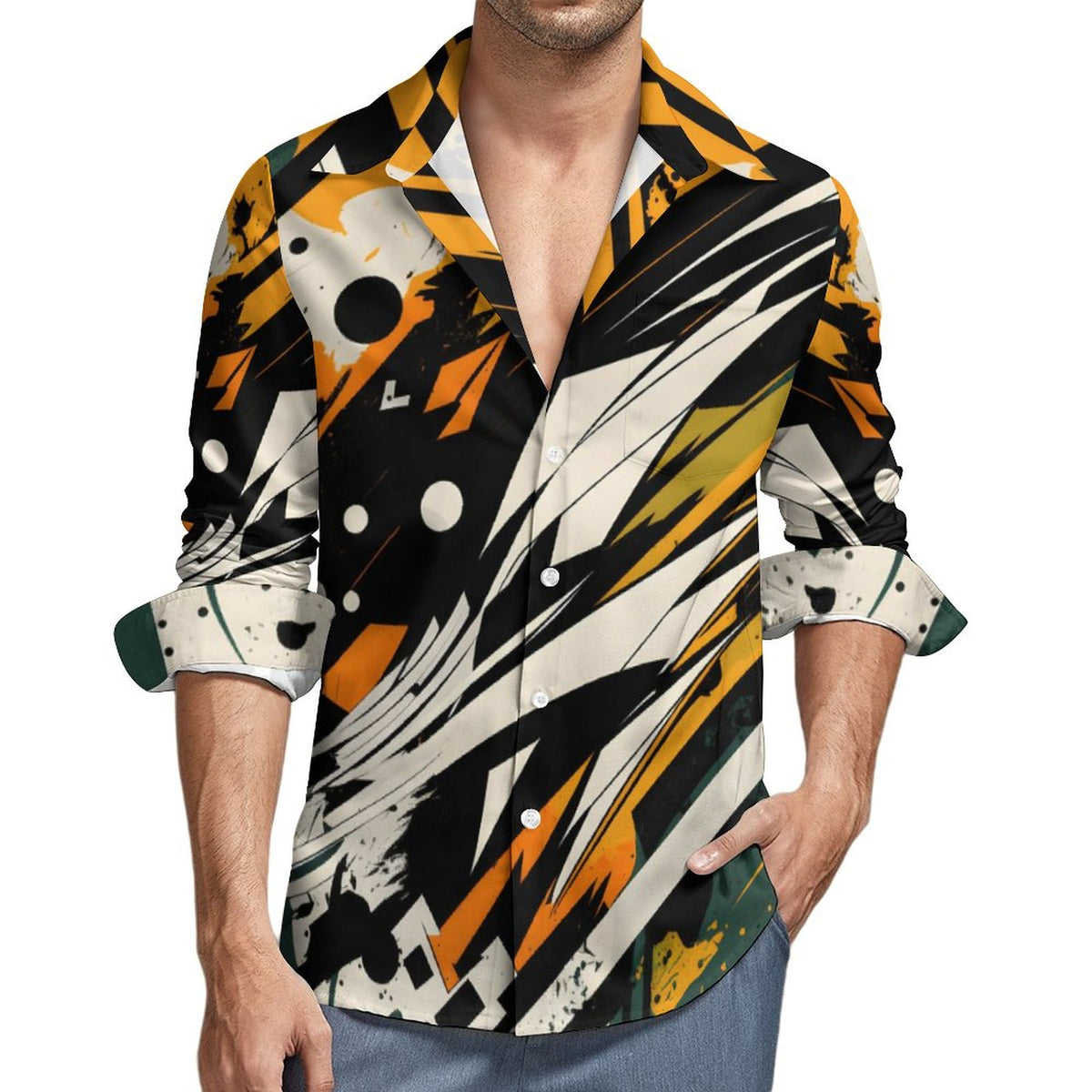 135gsm Casual Long-Sleeve Shirt for Men(All-Over Printing)