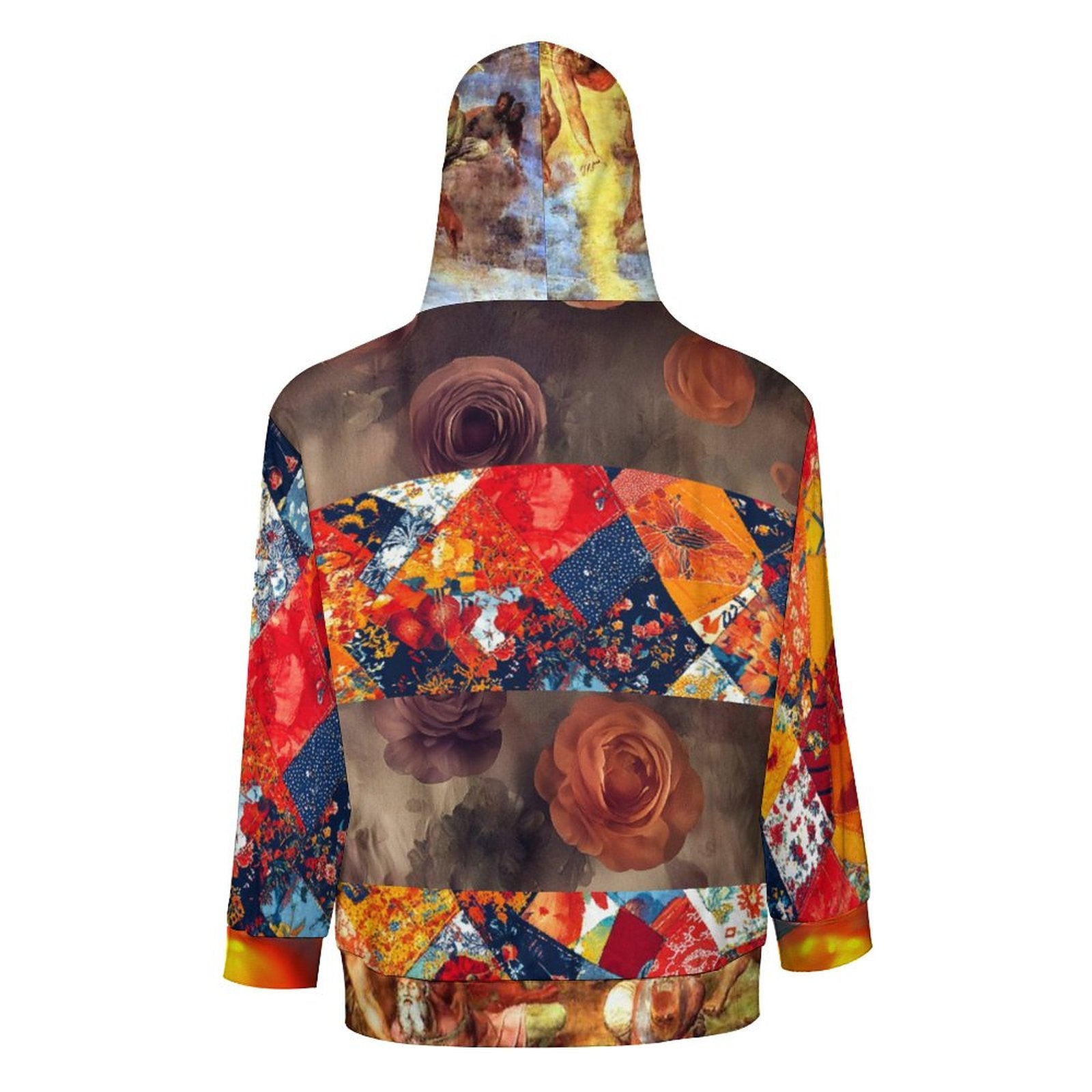 280gsm Full Zip Hoodie For Men(All-Over Printing)bright multicolor patchwork