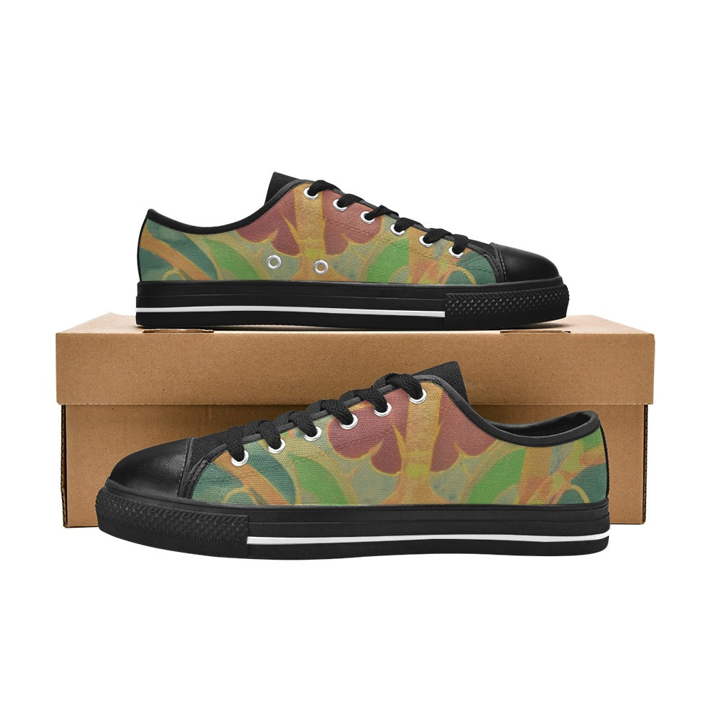 Men's Custom Wright Blue & Maroon Canvas Low Top Shoes