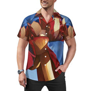 Short Sleeve Cuban Collar Shirt(All-Over Printing) red blue floral