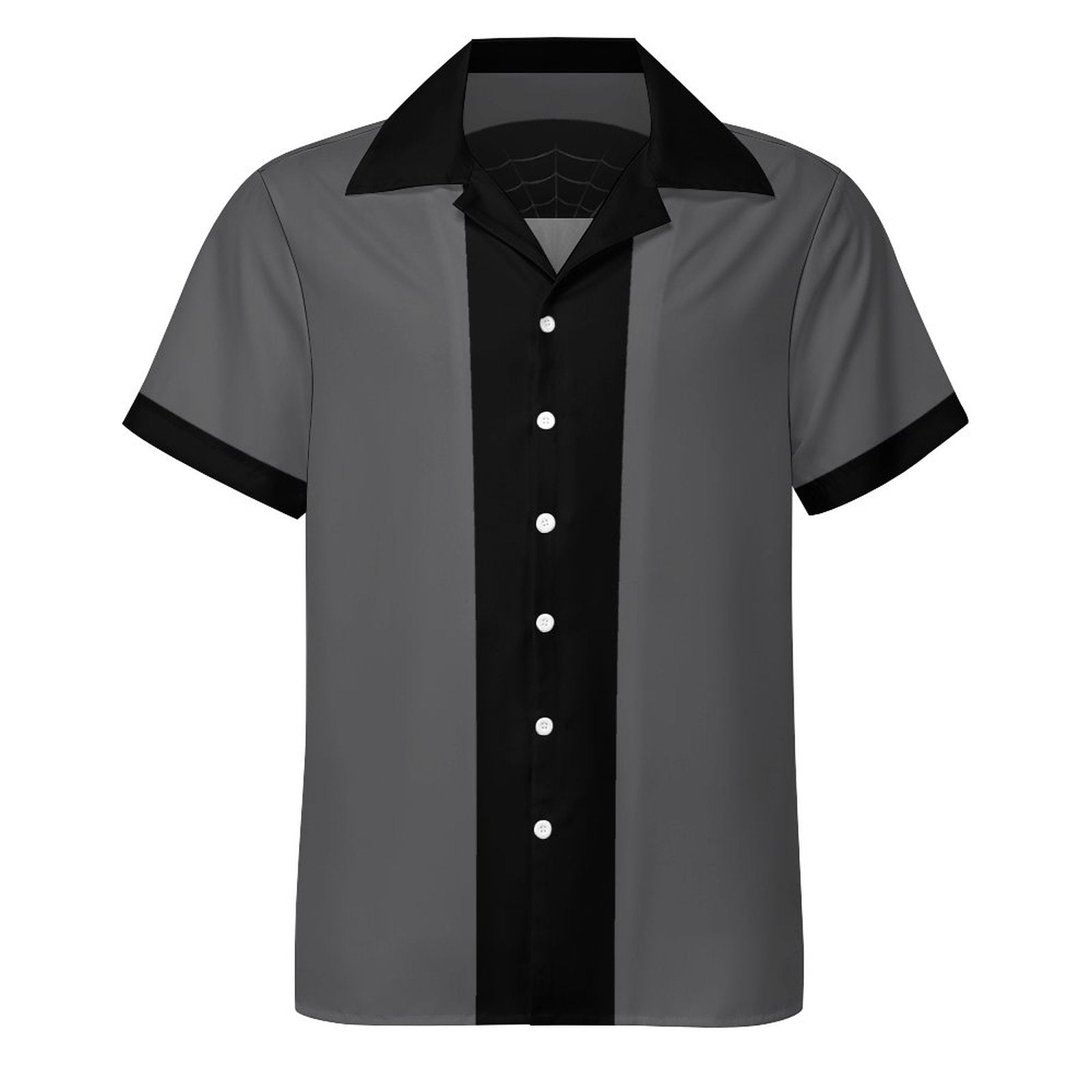 Short Sleeve Cuban Collar Shirt(All-Over Printing) gray skull