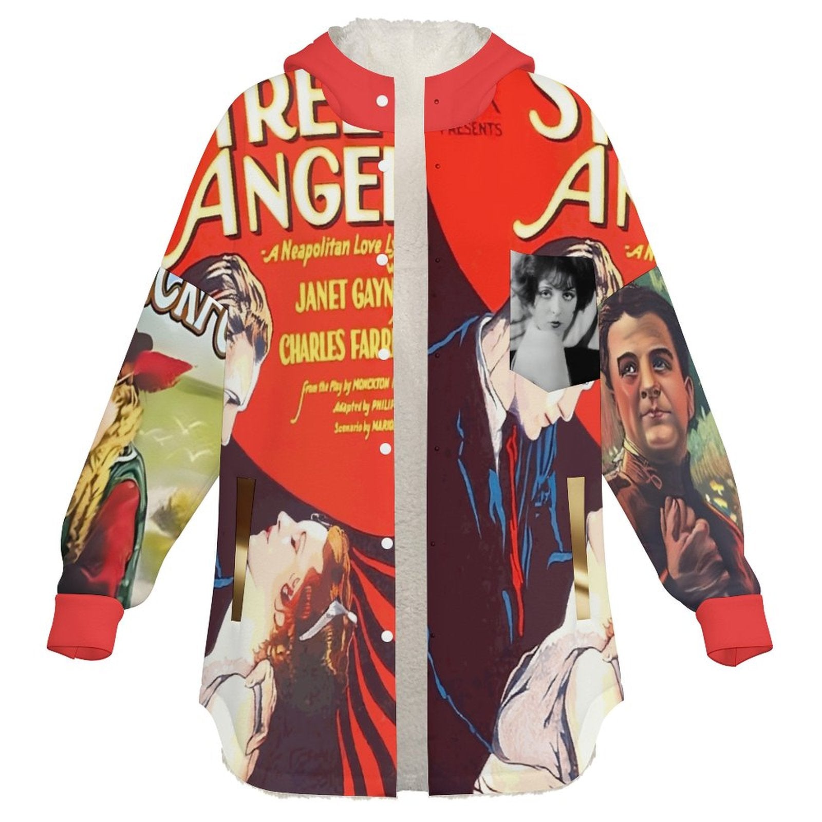 Double-Layer Hooded Top(All-Over Printing) Retro silent movie print