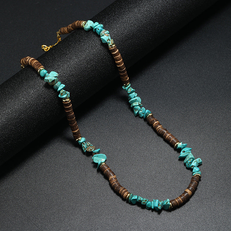 Bohemian Turquoise Coconut Shell Punk Necklace