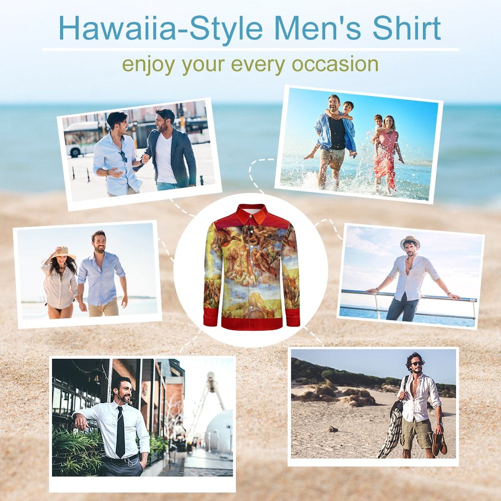 Men's Long Sleeve Shirt with Pocket(All-Over Printing) classic painting