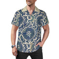 Men's Short Sleeve Hawaiian Print Shirt with Cuban Collar(All-Over Printing) Blue pattern