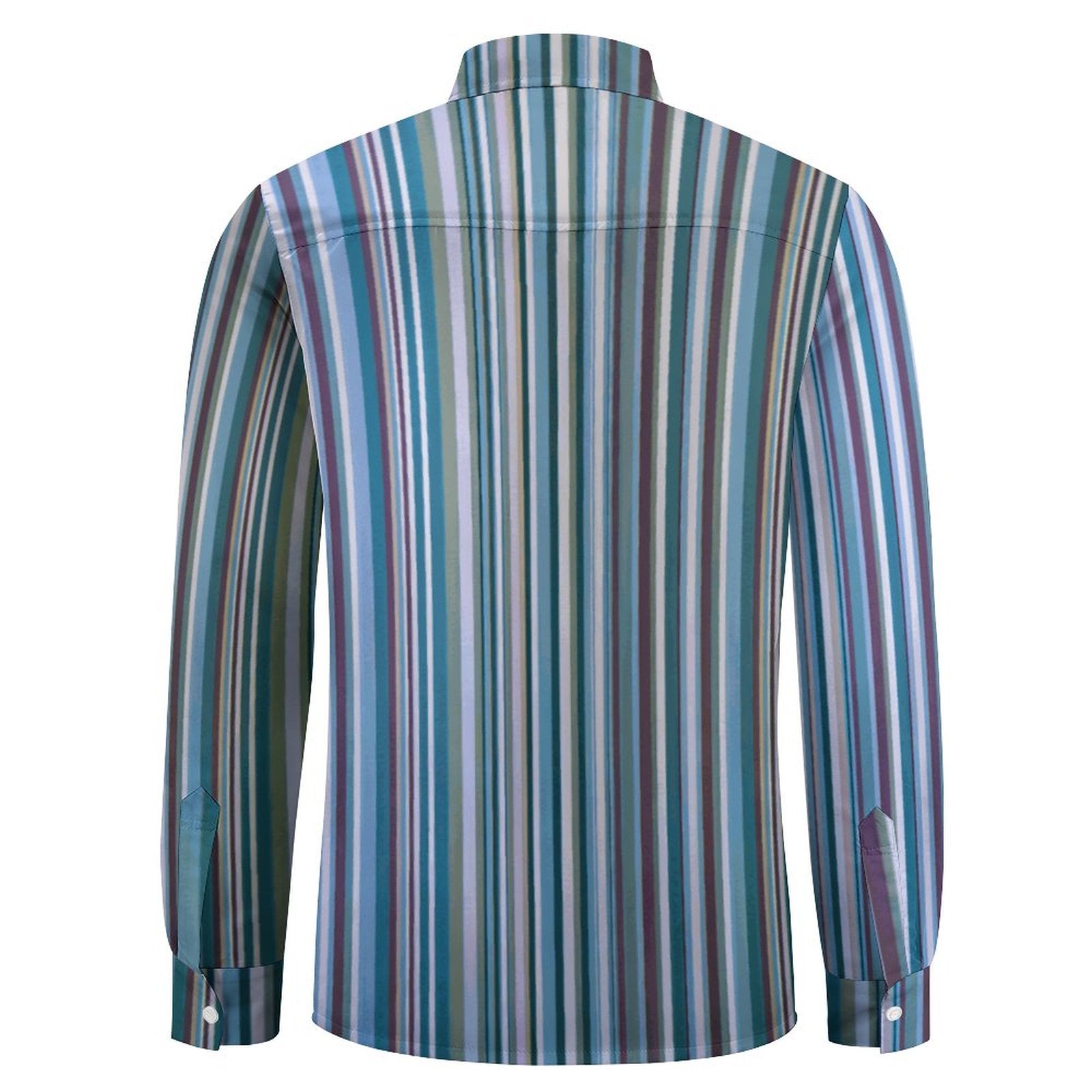 135gsm Casual Long-Sleeve Shirt for Men(All-Over Printing) BLUE AND MUTED COLOR STRIPED SHIRT