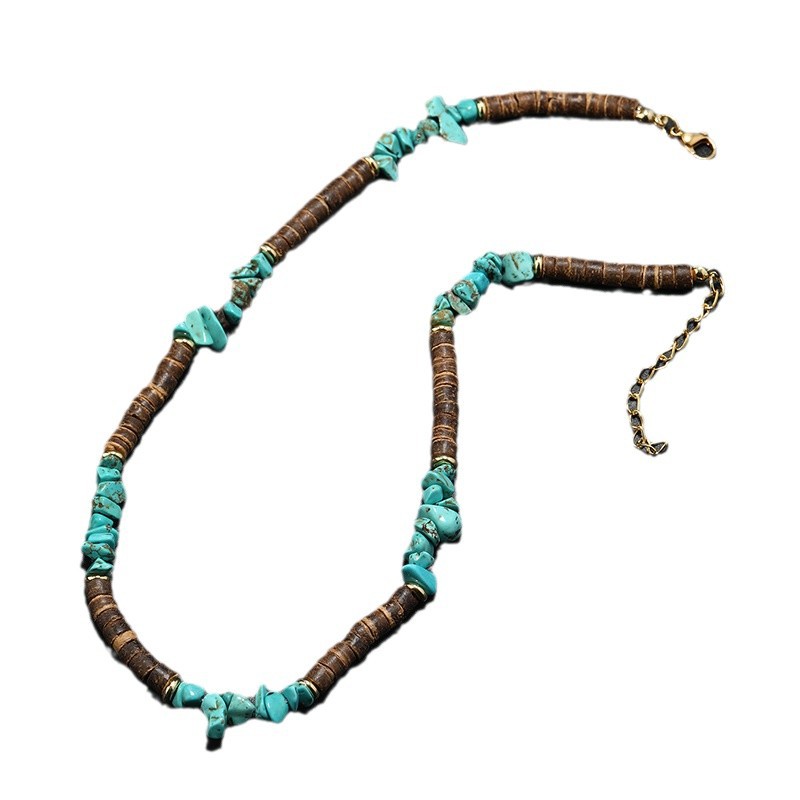 Bohemian Turquoise Coconut Shell Punk Necklace