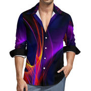 Faux Linen Men Long Sleeve Shirt with Pocket(All-Over Printing)
