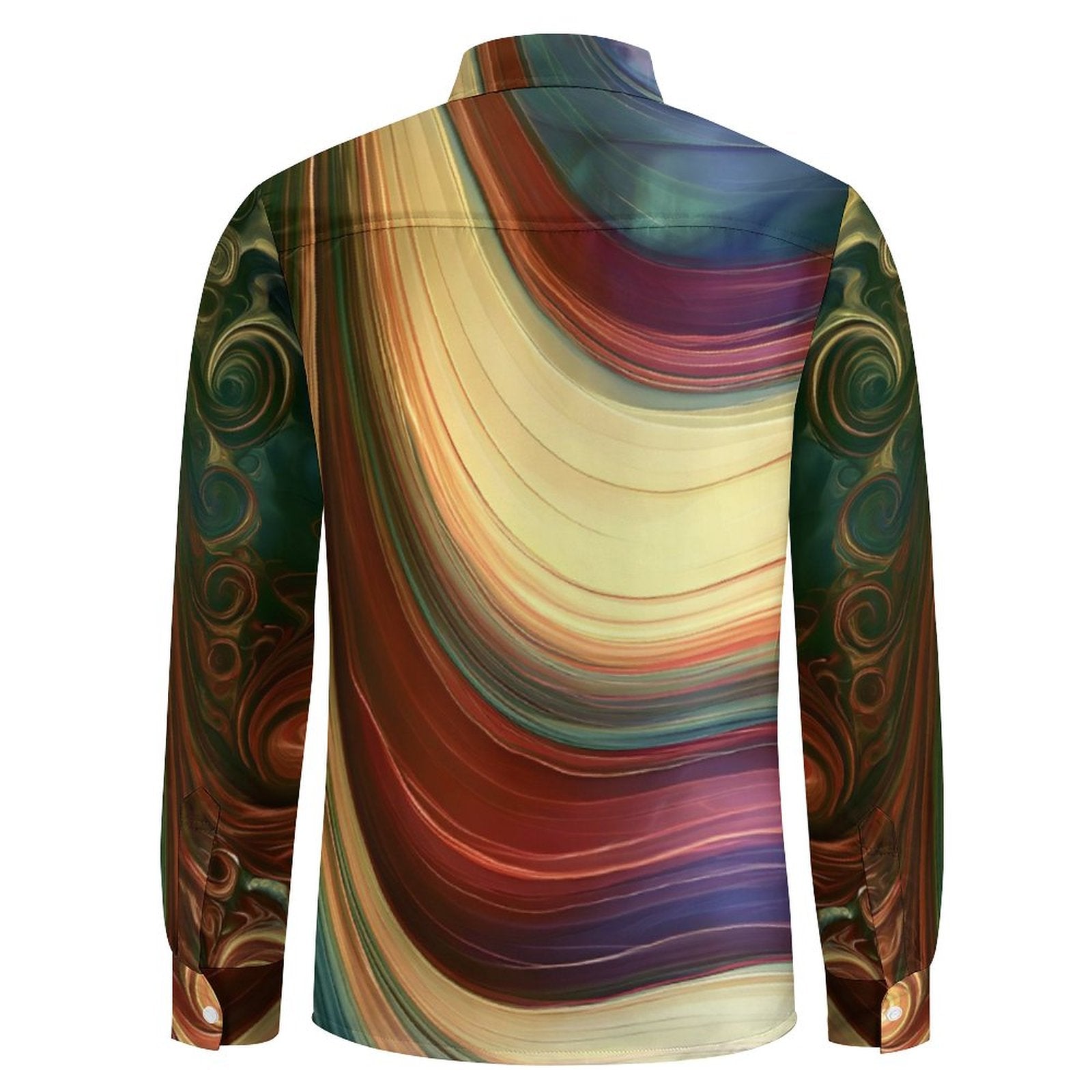 Men's Long Sleeve Shirt with Pocket(All-Over Printing) Color Wave