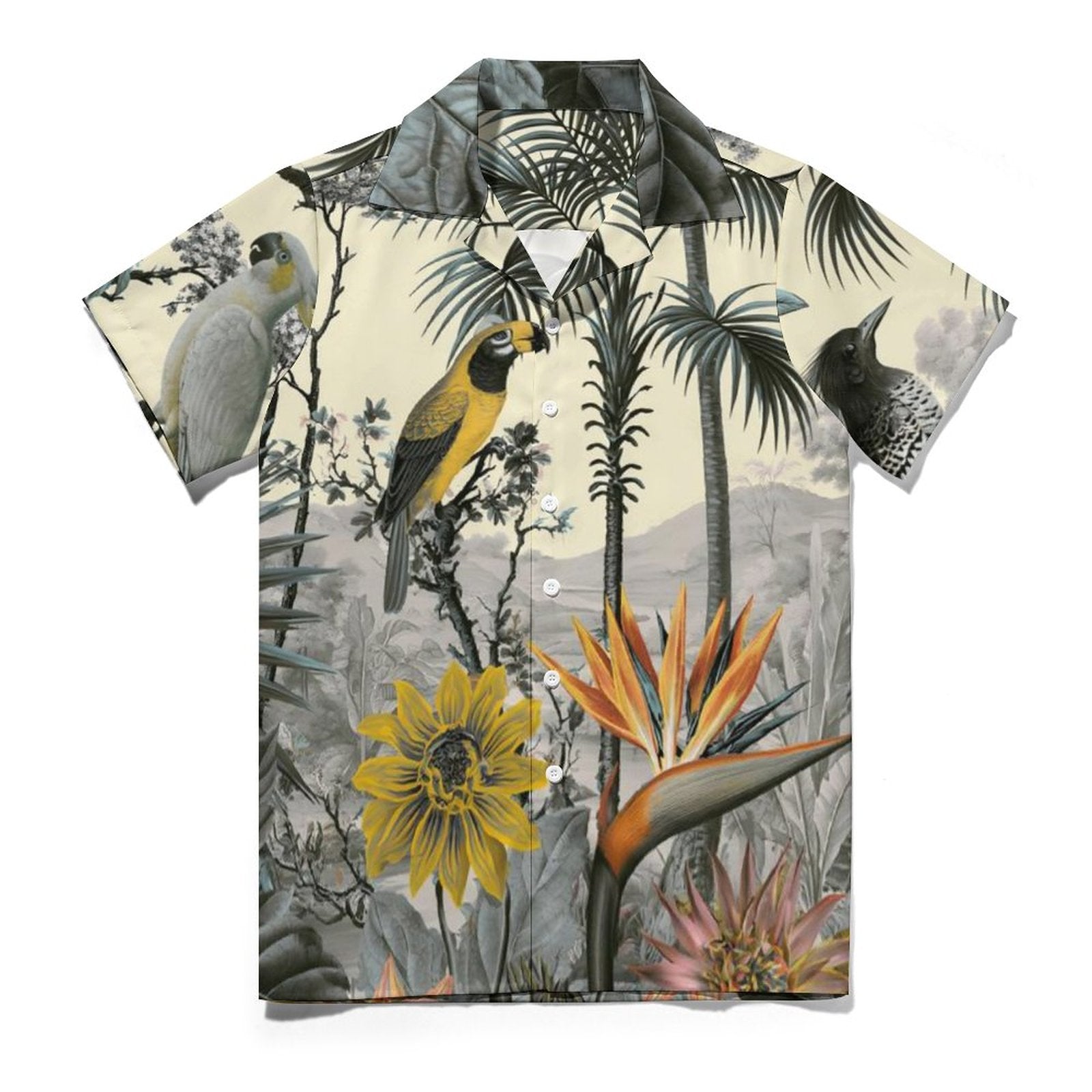 Short Sleeve Cuban Collar Shirt(All-Over Printing) Hawaiian yellow