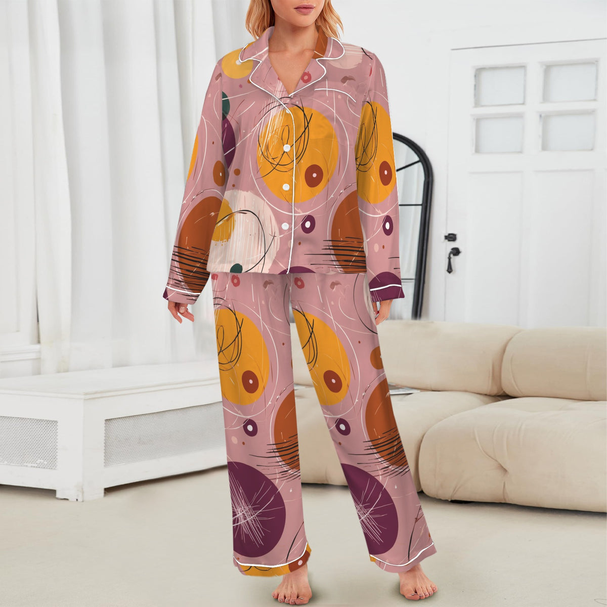 Women's 1950s Atomic Retro Satin Pajama Set