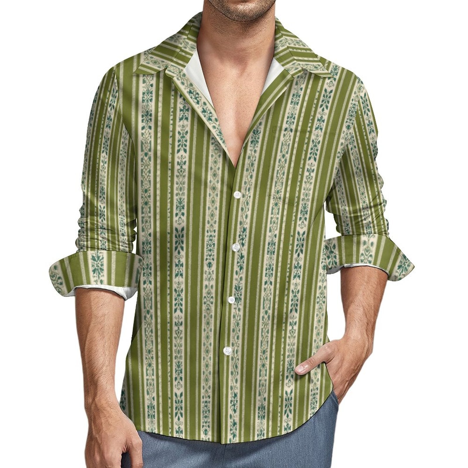 Men's Long Sleeve Shirt with Pocket(All-Over Printing)