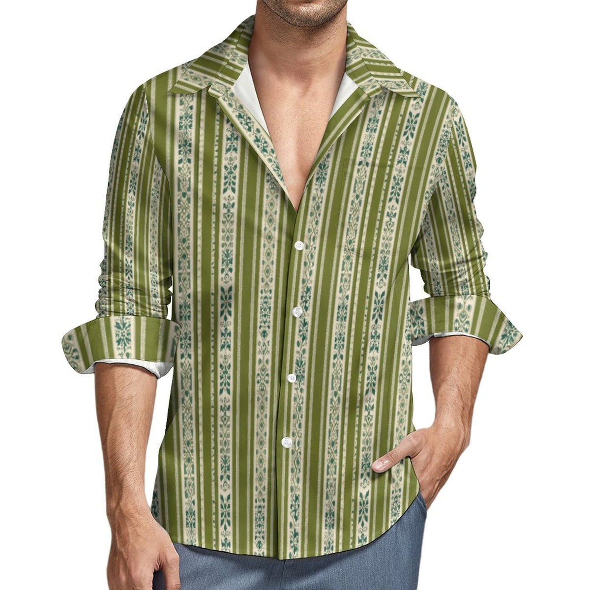 Men's Long Sleeve Shirt with Pocket(All-Over Printing)