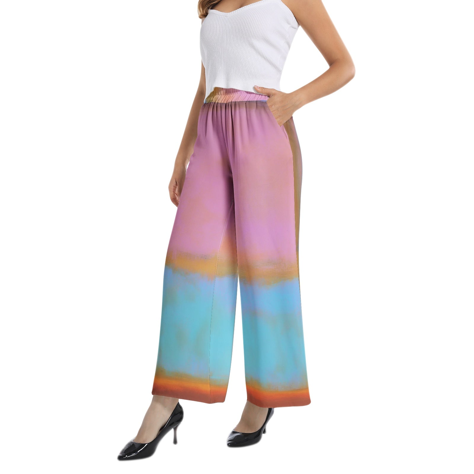 Elastic Waist Wide Leg Pant
