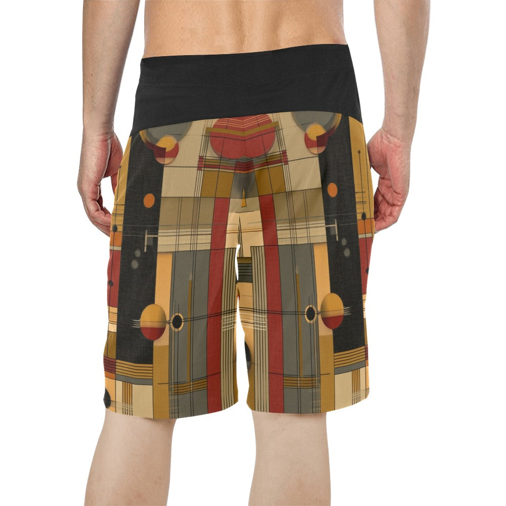 winter.moon_Frank_Lloyd_Wright_inspired_minimalist_pattern_film_1d52707f-1c5f-4457-bedd-b9aab7937ba9 Men's All Over Print Board Shorts (Model L16)