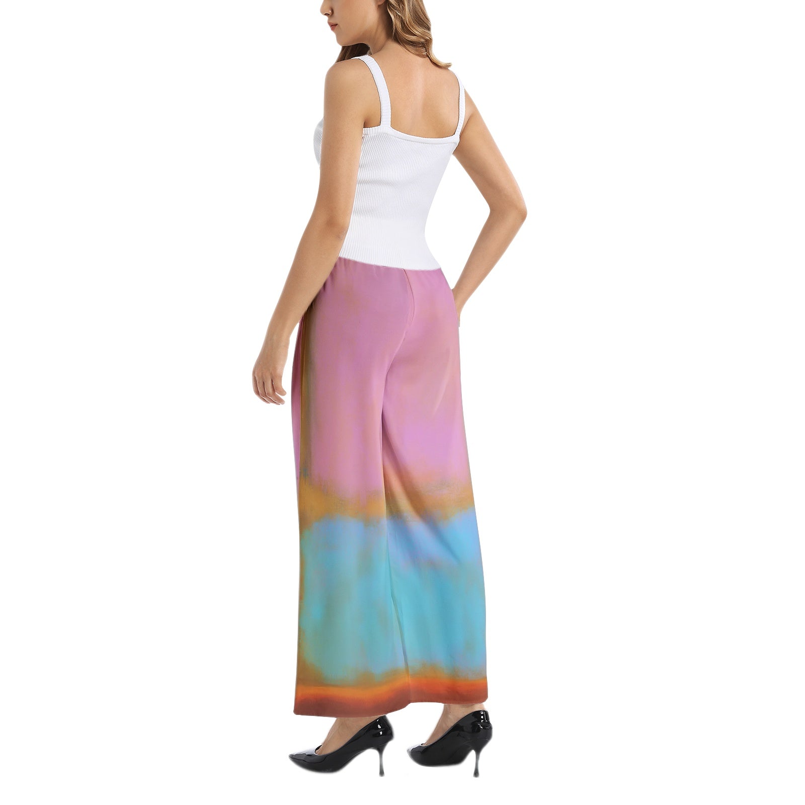 Elastic Waist Wide Leg Pant