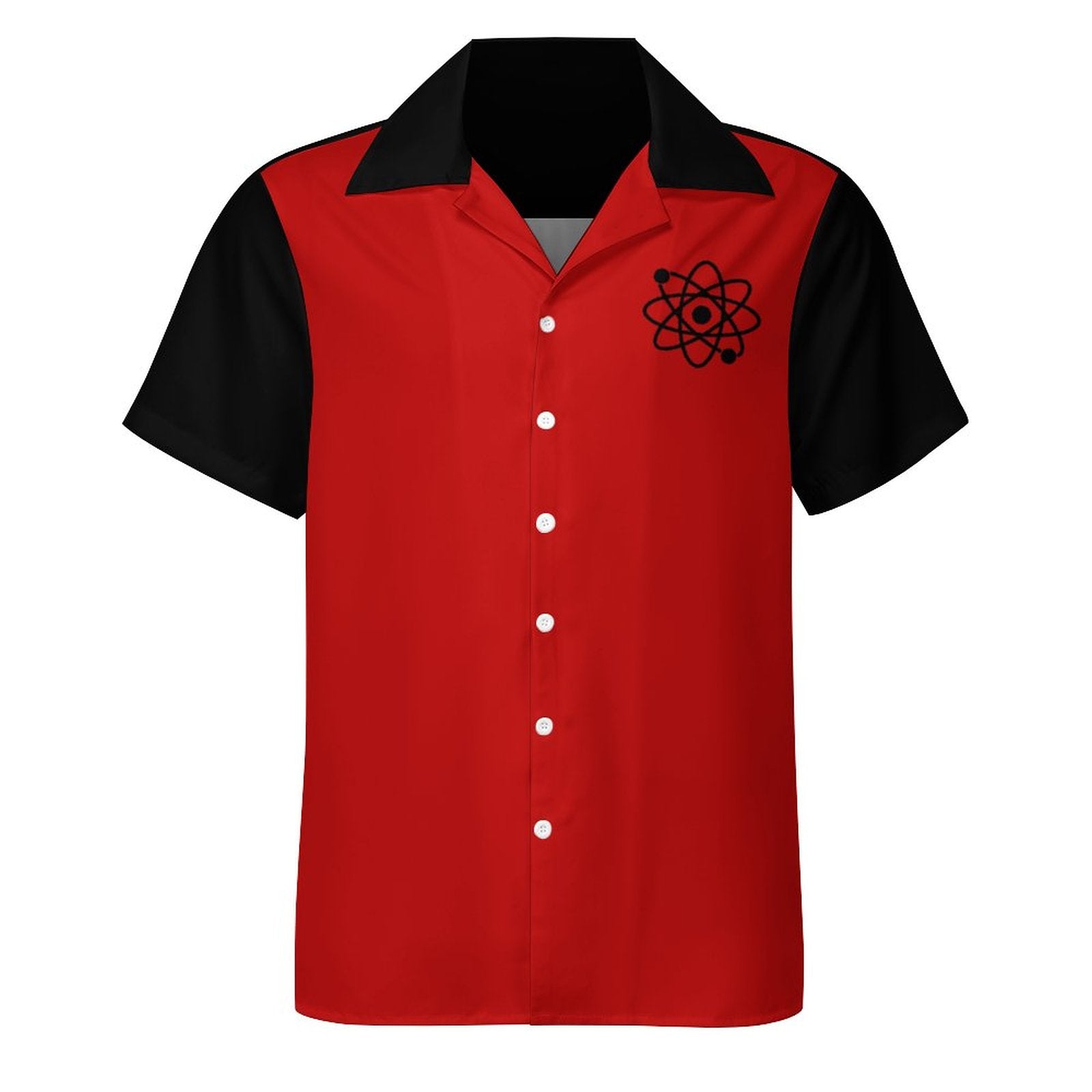 Short Sleeve Cuban Collar Shirt(All-Over Printing) red atom