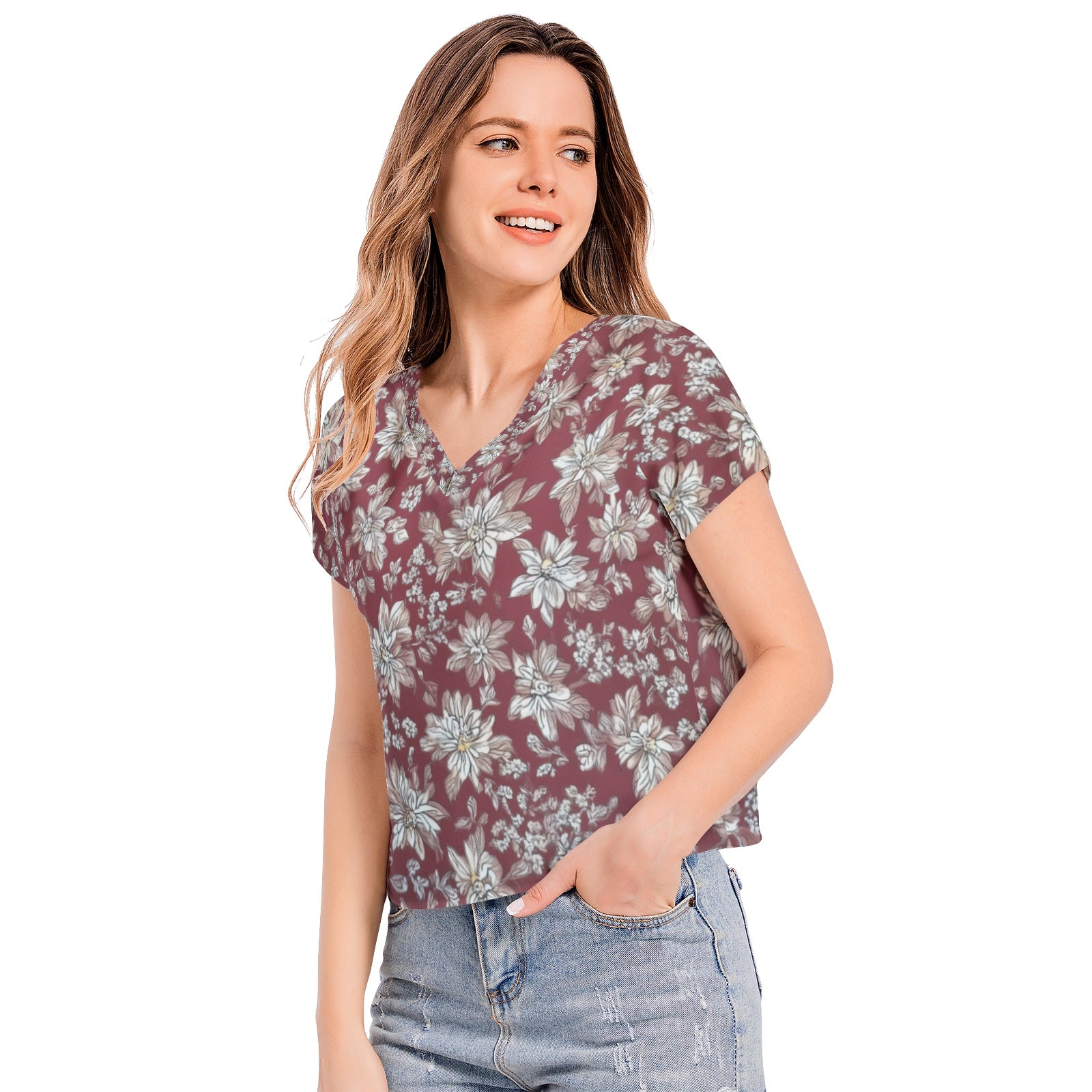 Cheri 1 Batwing Sleeve V-Neck Top
