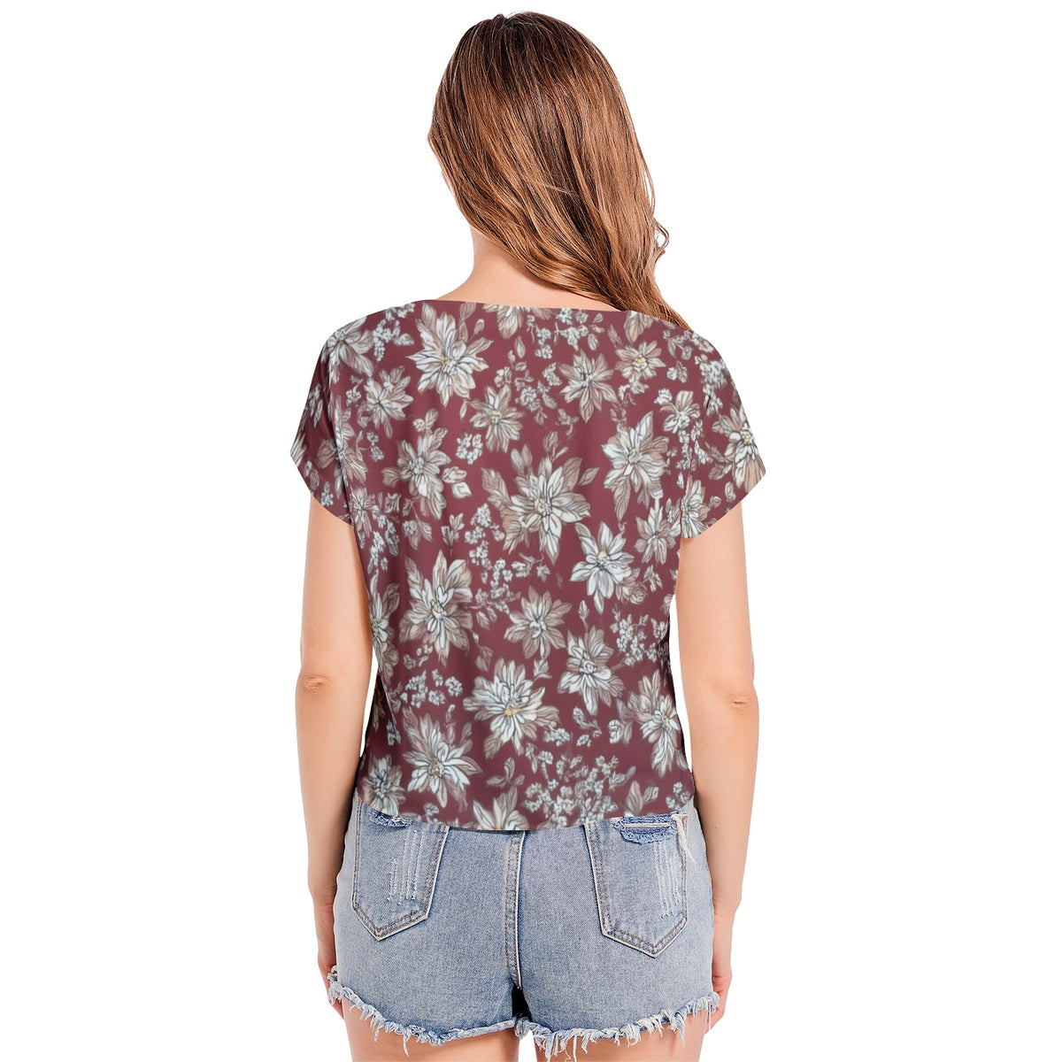 Cheri 1 Batwing Sleeve V-Neck Chiffon Women Top Casual
