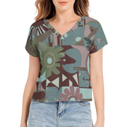 Cheri 3 Batwing Sleeve V-Neck Chiffon Casual Women Top