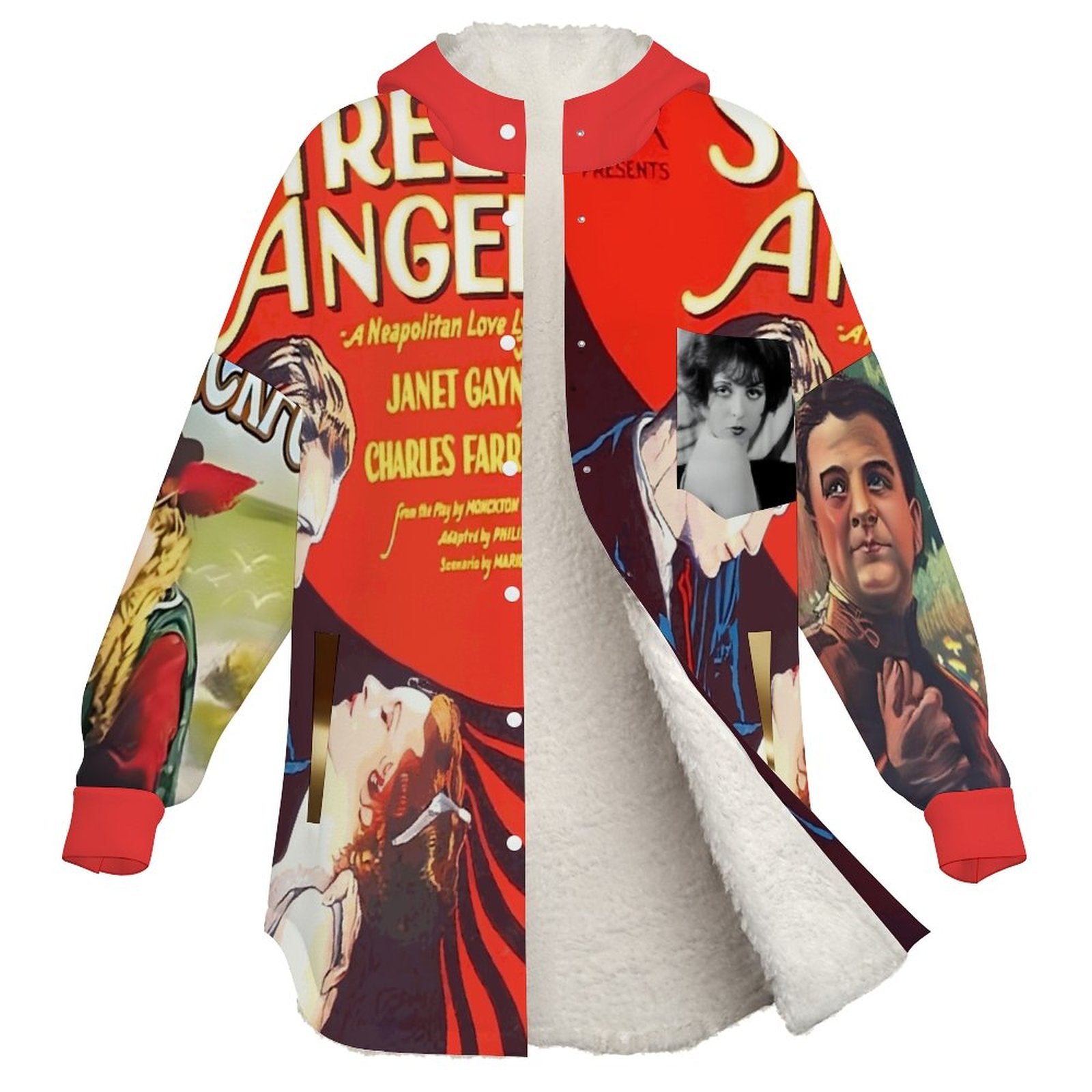 Double-Layer Hooded Top(All-Over Printing) Retro silent movie print