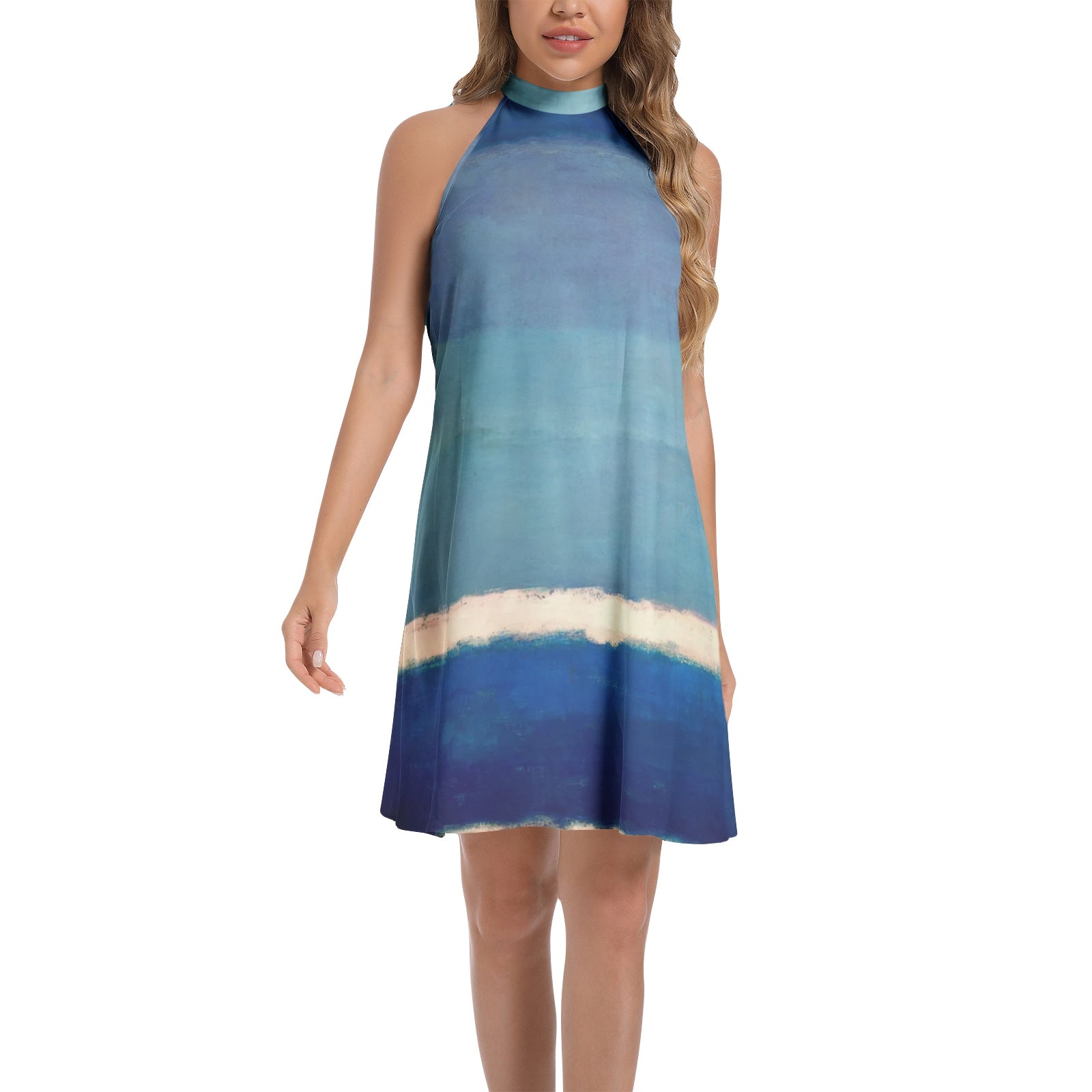 Tie Back Halter Neck Flared Dress