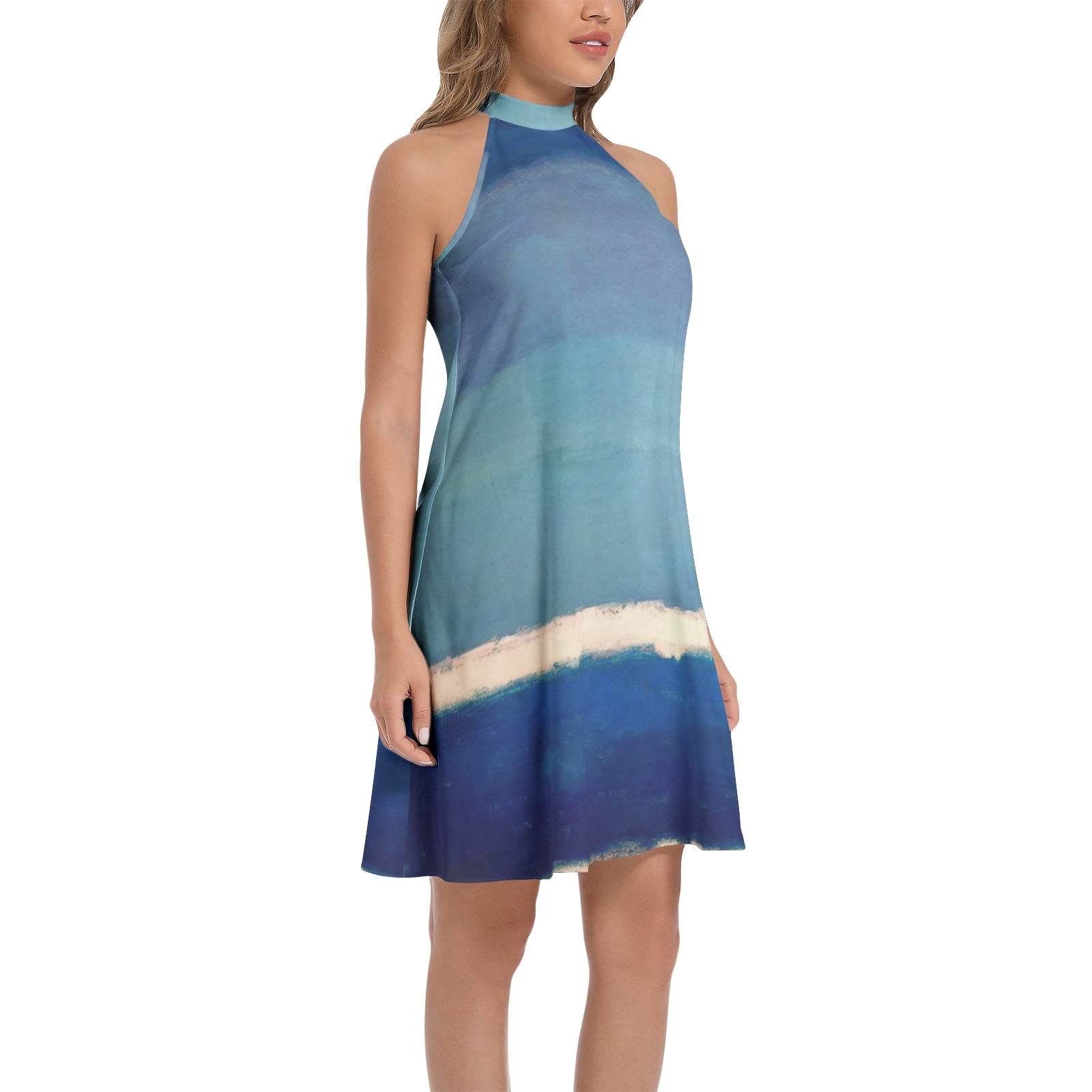 Tie Back Halter Neck Flared Dress