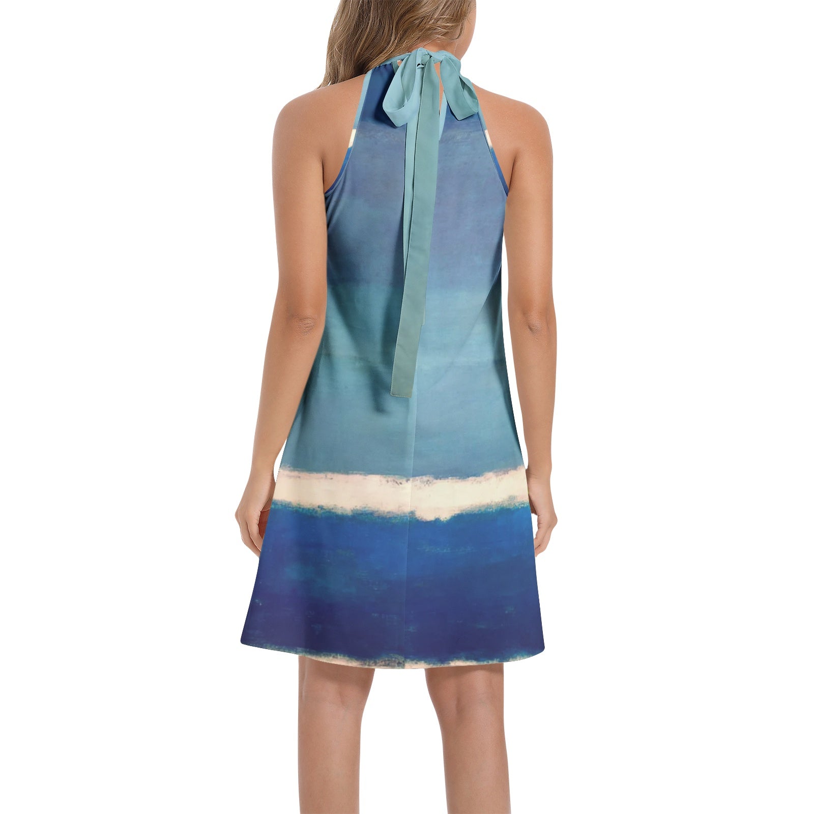 Tie Back Halter Neck Flared Dress