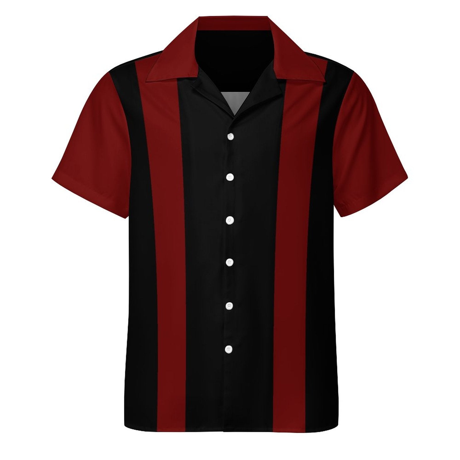 Short Sleeve Cuban Collar Shirt(All-Over Printing)red and black