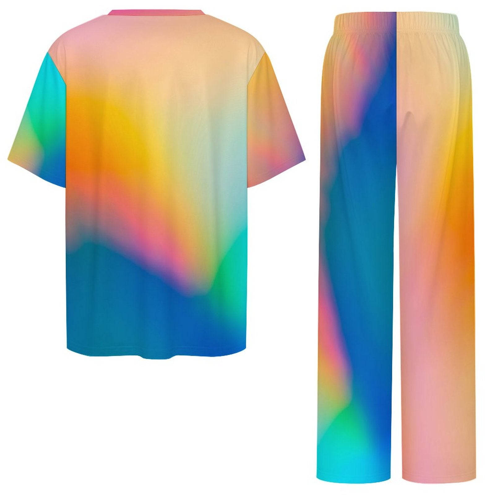 180gsm Short Sleeved Pajama Set(All-Over Printing) retro color swirl