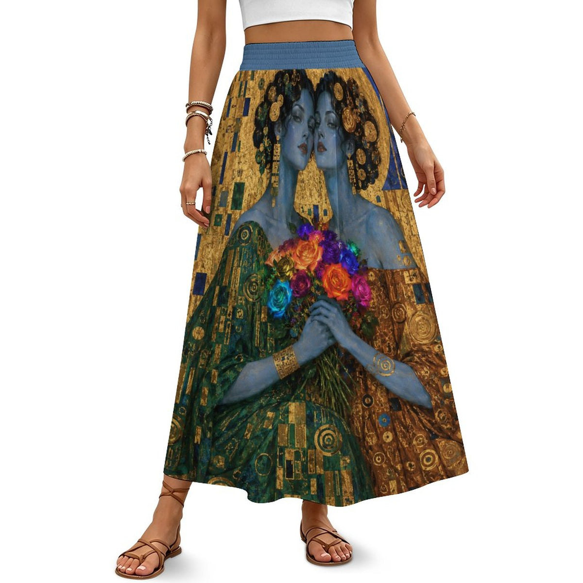 180gsm High-Waisted Midi Dress(All-Over Printing)