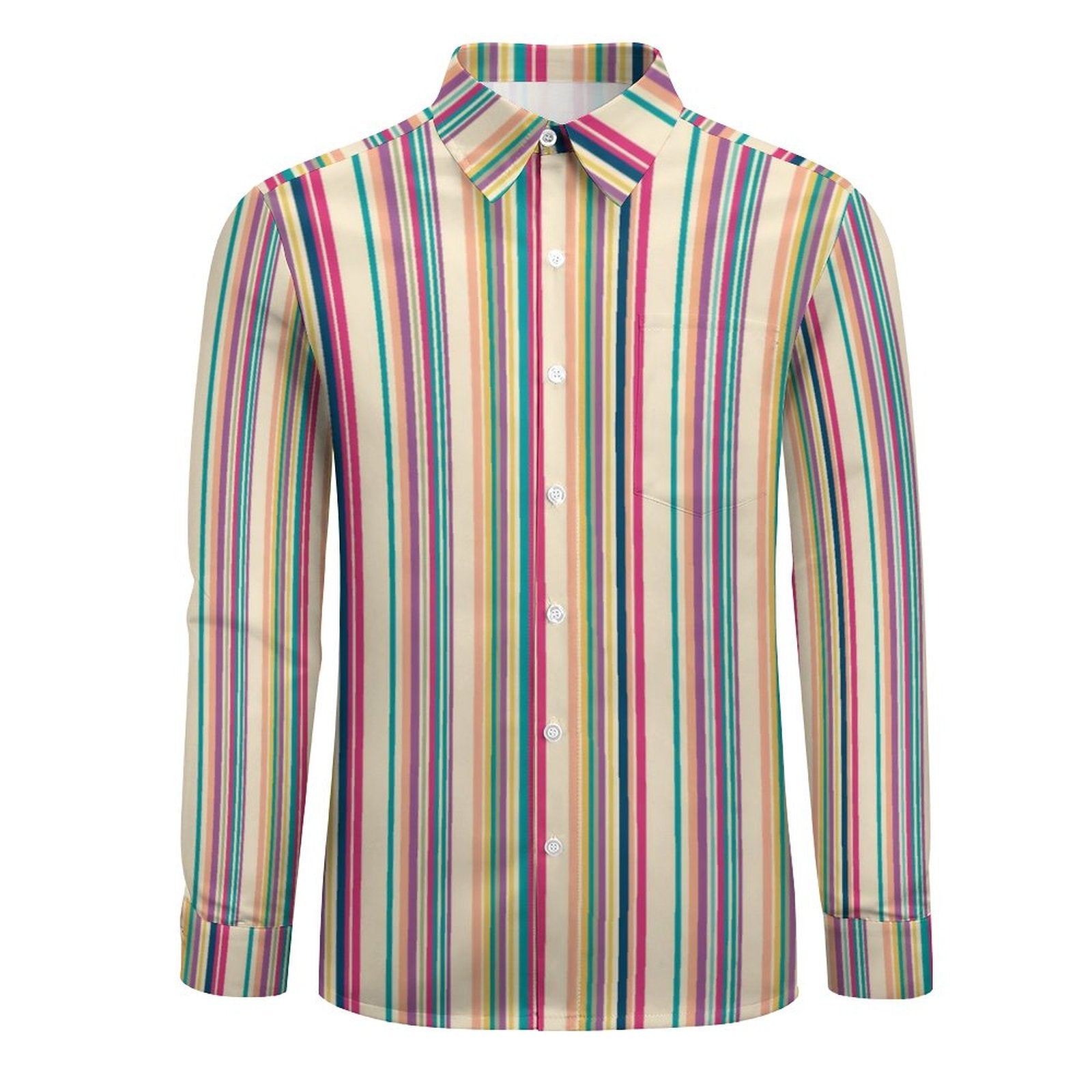 135gsm Casual Long-Sleeve Shirt for Men(All-Over Printing) italian stripes
