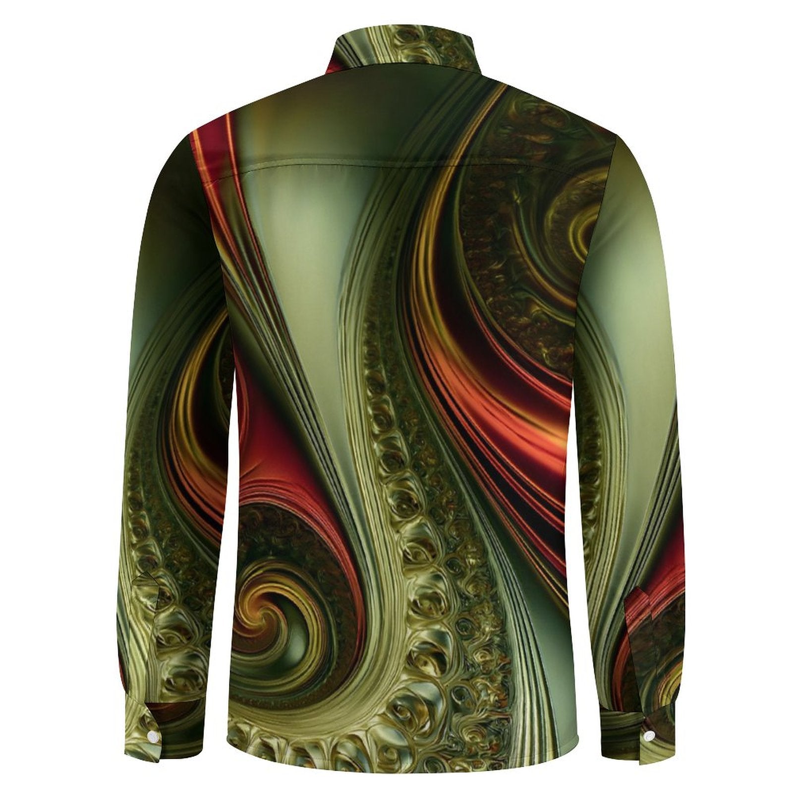 Men's Long Sleeve Shirt with Pocket(All-Over Printing)disco green and red