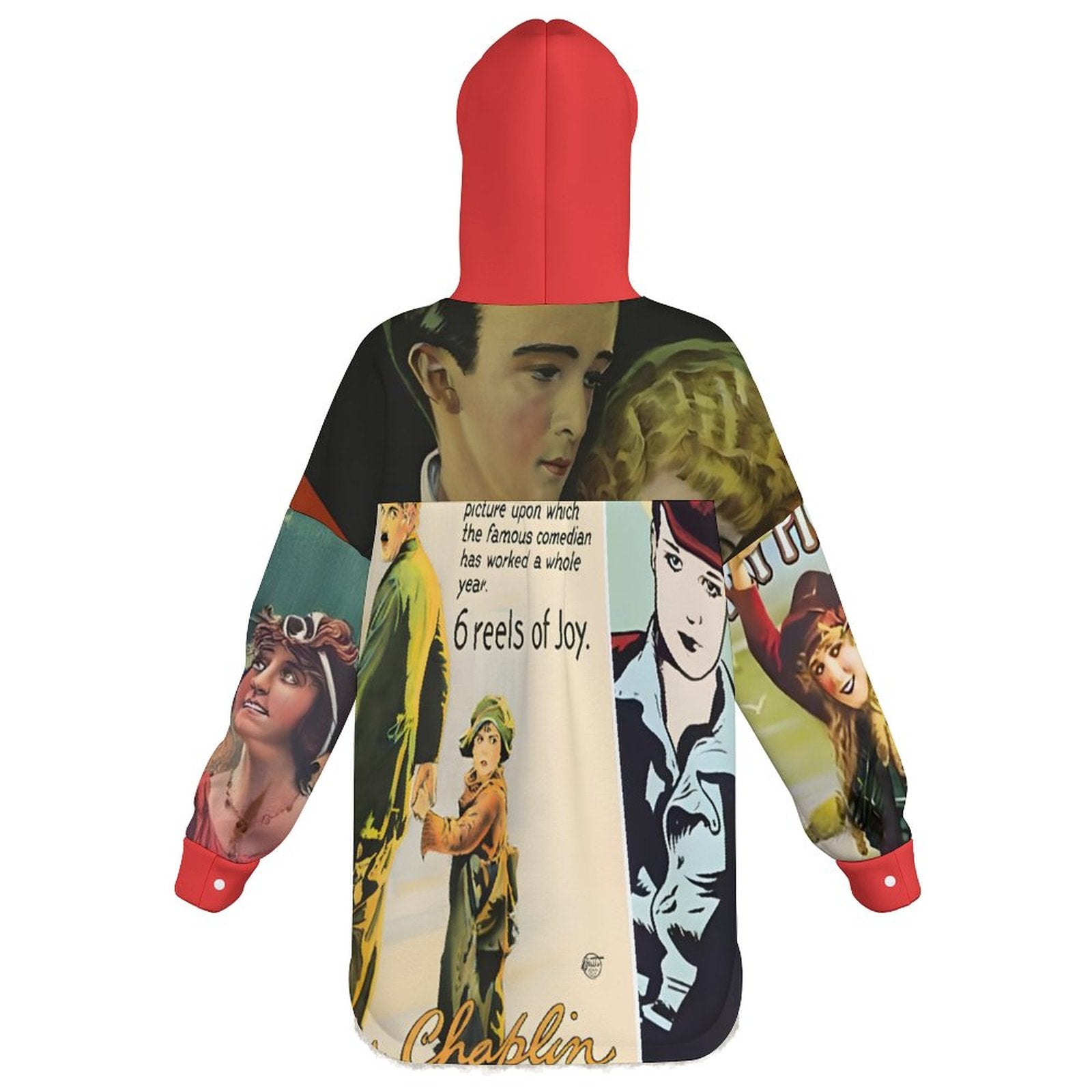 Double-Layer Hooded Top(All-Over Printing) Retro silent movie print
