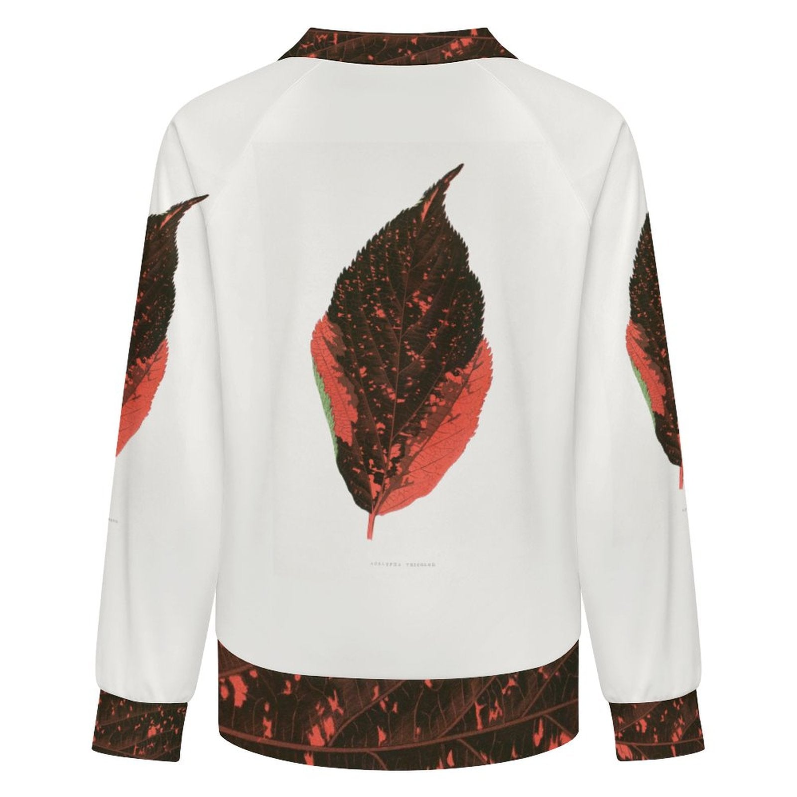 170gsm Casual Long Sleeve V-Neck Sweatshirt(All-Over Printing) Orange leaf pattern