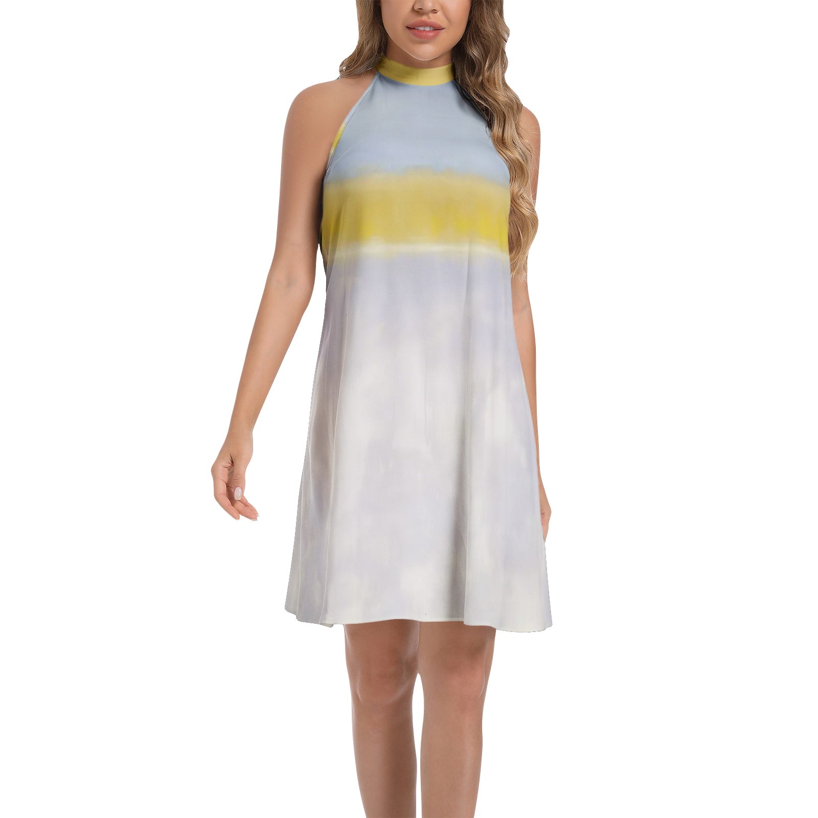 Rothko 16 Tie Back Halter Neck Flared Dress
